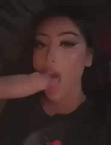 amateur blowjob cum in mouth cumshot eye contact handjob interracial latina pretty