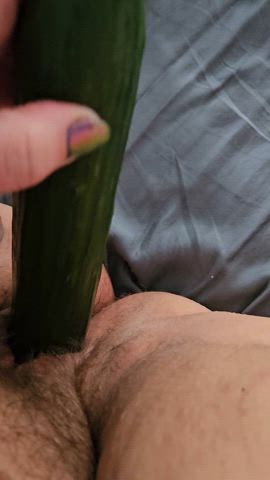 bbw close up cucumber hairy pussy masturbating object insertion clip