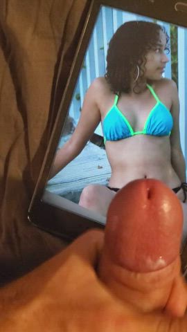 bikini cock cum cumshot curly hair latina petite tribute clip