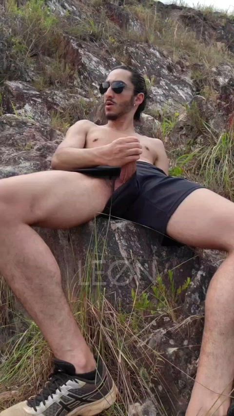 big dick cock exhibitionism exhibitionist gay handjob latino outdoor public solo