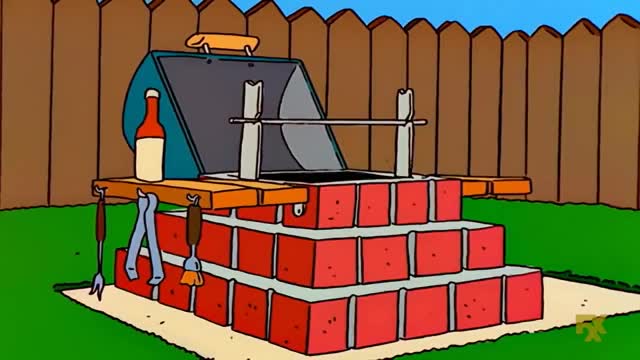 The Simpsons - Homer building a barbecue pit