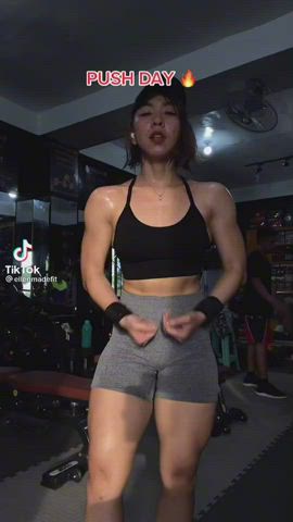 Fitness Gym Muscular Girl Workout clip