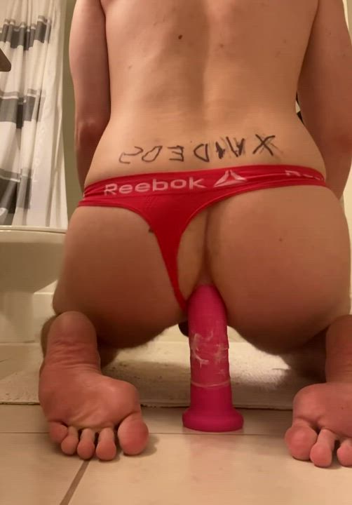 Riding my first brand new dildo in my virgin ass trying to get verified on xvideos