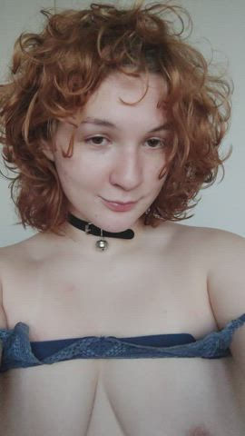 ahegao boobs choker curly hair nipples pale redhead tits tongue fetish clip