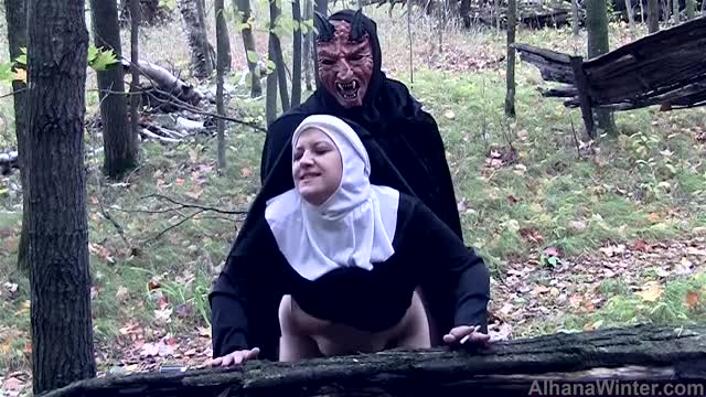 Demon Fucks and Seeds Blaspemous Smoking Nun - Front Angle Halloween Treat