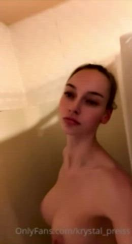 amateur big tits blonde boobs naked nude onlyfans shower skinny clip