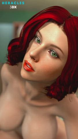 3d animation big tits green eyes lipstick milf redhead solo tiktok vertical clip