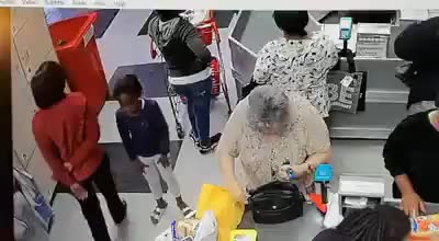 This mom and her daughter stealing from an elderly woman-220p