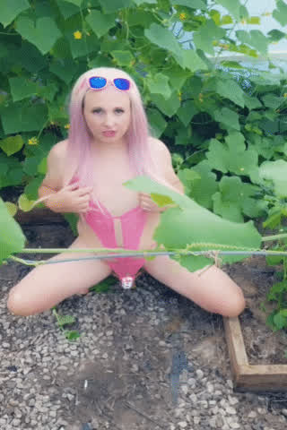 blonde lingerie outdoor sissy small nipples small tits smile solo trans clip