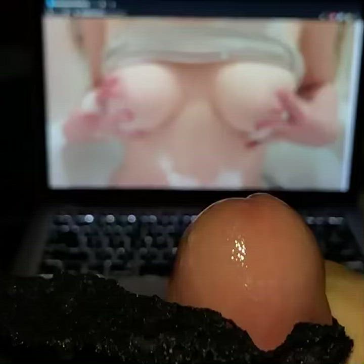 Wrapped her panties around my cock while watching her videos.