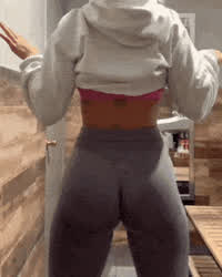 Ass Ass Clapping Ass to Pussy Bathroom Blonde Gym Yoga Yoga Pants clip