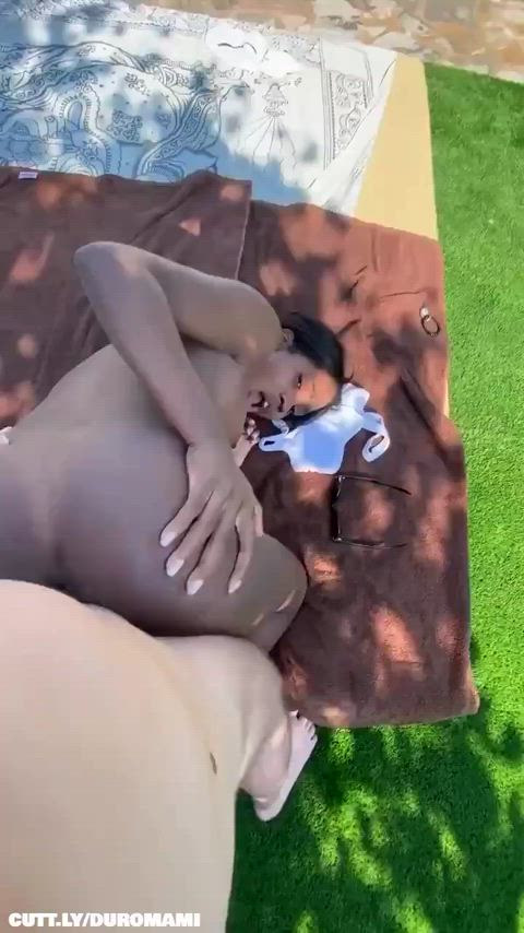 amateur bending over big dick ebony exposed interracial outdoor party public clip