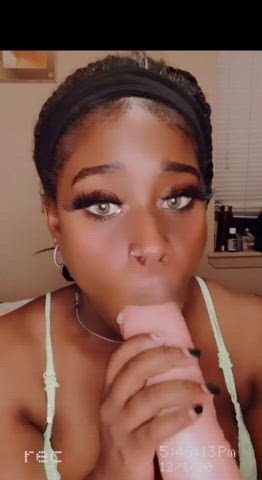 Blowjob Dildo Ebony Natural Tits Teen clip