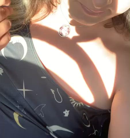 went for a little drive and wanted to give my tgirl titties some sun ☀️☺️