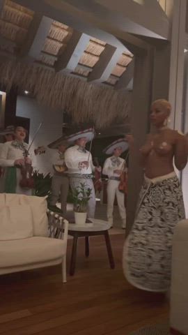 Janelle Monae painted topless birthday video from instagram