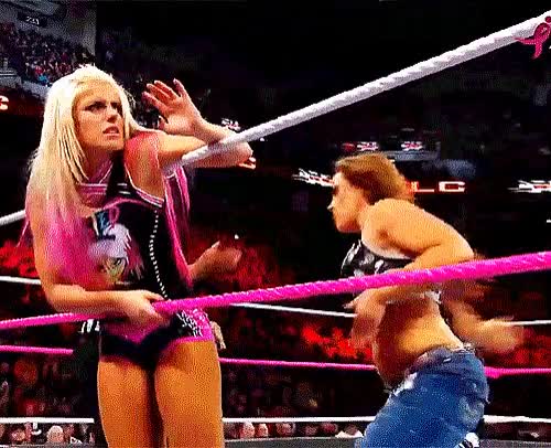 Alexa Bliss spanked by Mickie James!