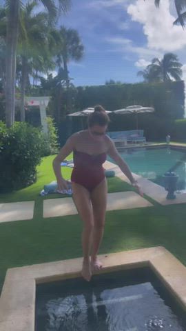 brunette celebrity cleavage milf natural tits swimsuit clip