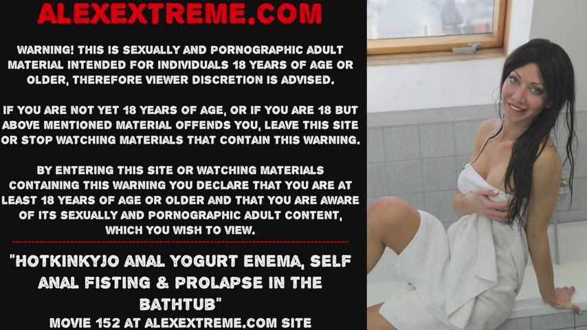 Hotkinkyjo anal yogurt enema, self anal fisting &amp; prolapse in the bathtub