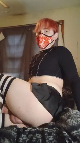 ass asshole femboy knee high socks penis solo spanking thighs clip