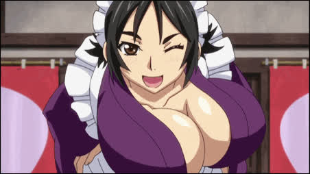 anime bouncing tits cleavage ecchi huge tits maid clip