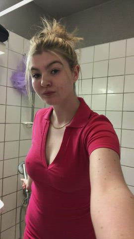 Red Dress in the shower