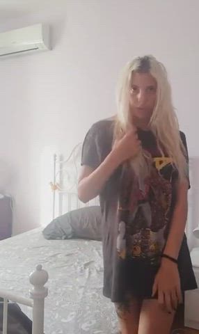 Hot blonde in metal t-shirt + part 2 in the comments