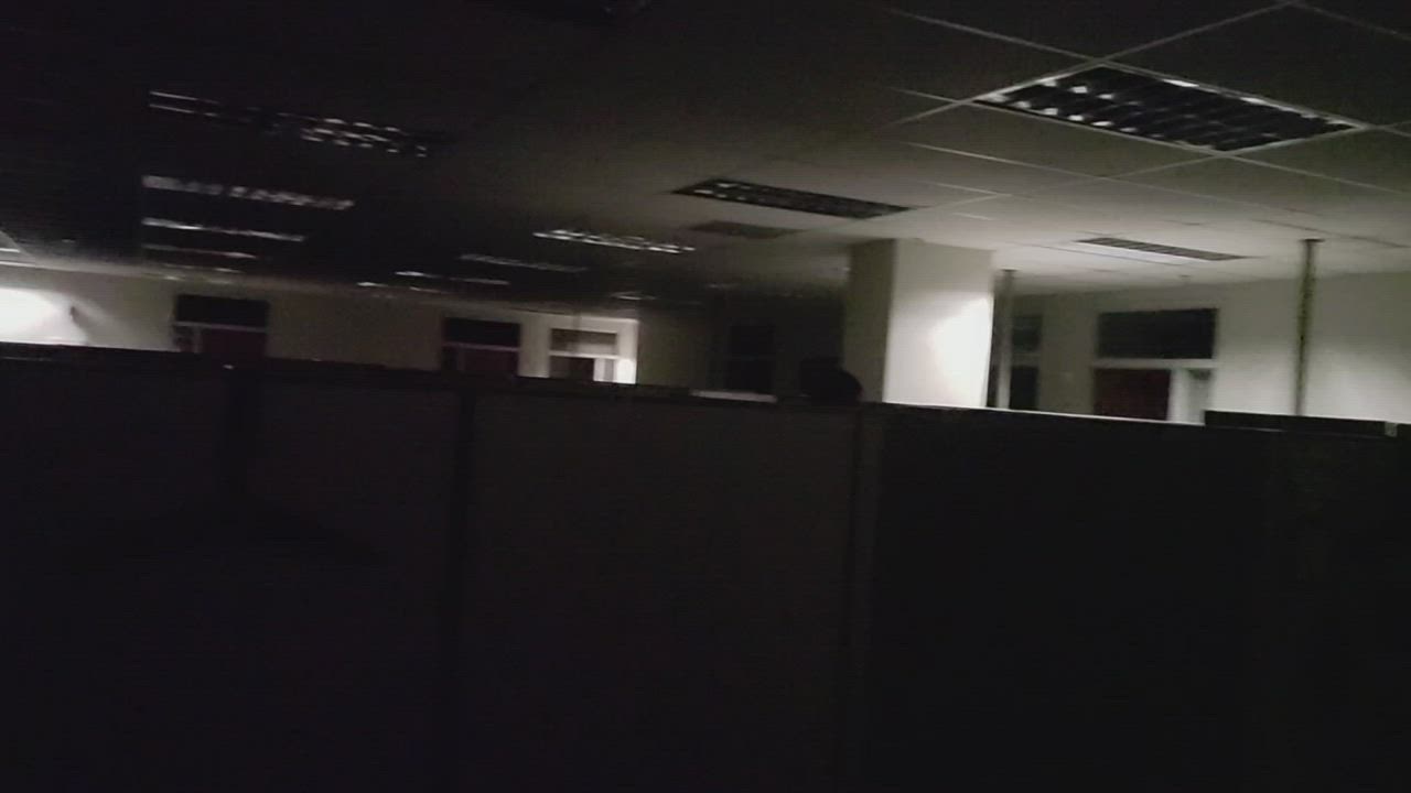 Power went off at work. Some gathered to shoot the breeze nearby in the dark. Guess