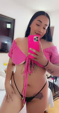 kissing latina lingerie mirror mom smile tattoo tits clip