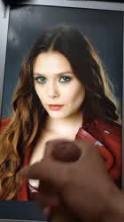 My cock cums on Elizabeth Olsen