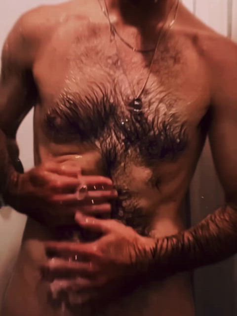 amateur hairy hairy chest shower clip