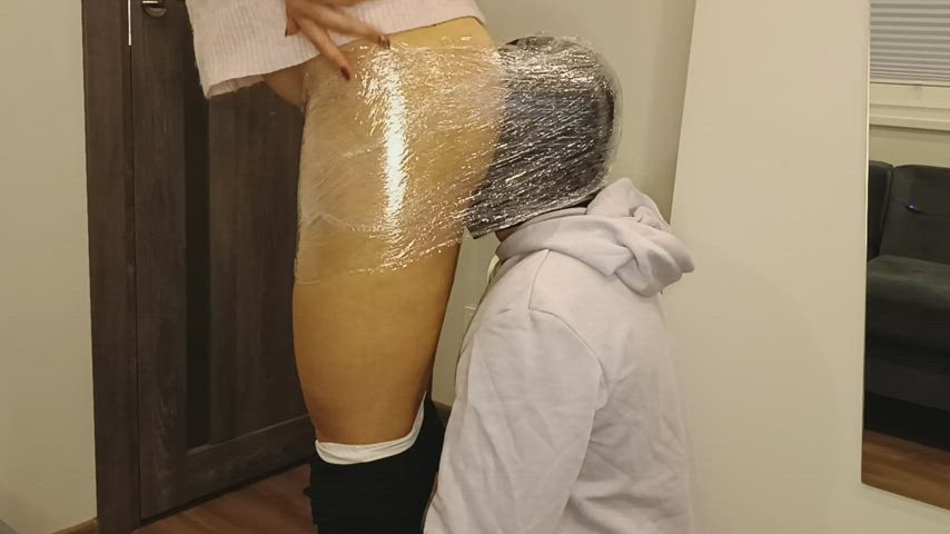 plastic wrapping his head to my ass and ripping farts straight in his face 😈