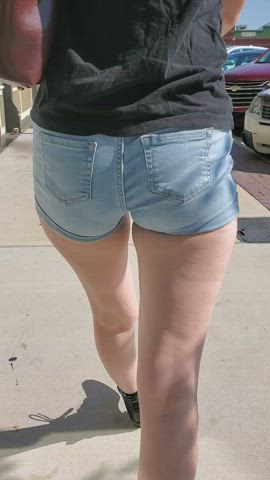 Walking behind me, you'd get to see my tight ass in these shorts 😊