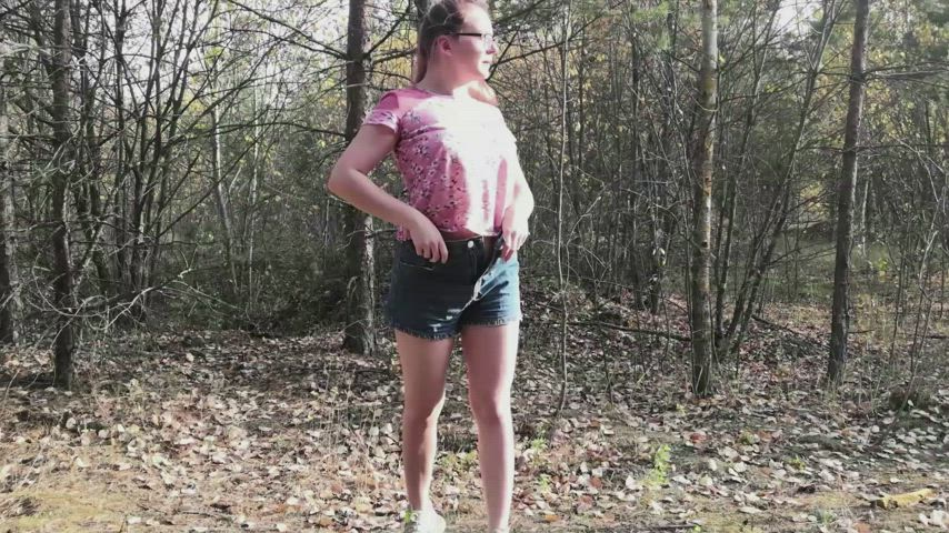 Flashing boobs in the woods