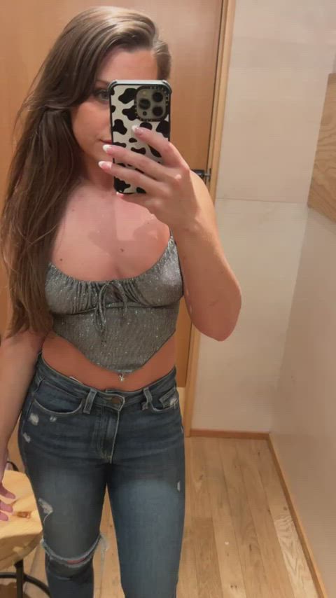 brunette fitting room petite clip