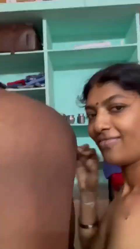 Desi Indian Milf gives sloppy rimjob to husband
