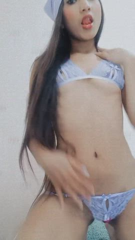 Dildo Latina Lingerie Long Hair Nipples Sensual Skinny Small Tits clip