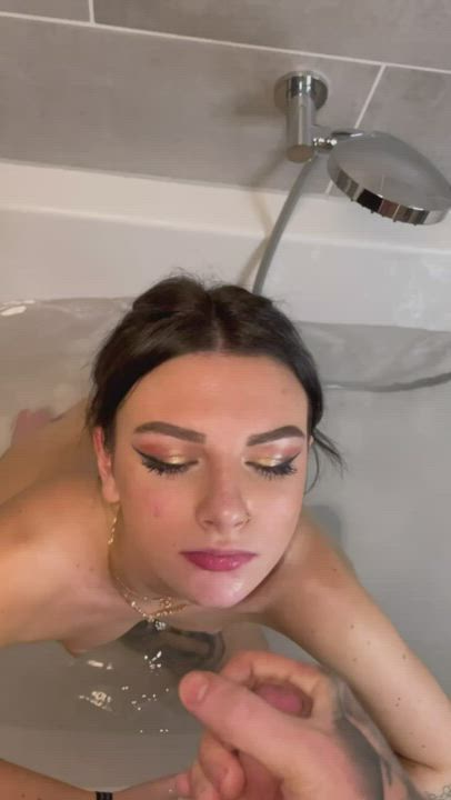 beautiful facial in the bathtub