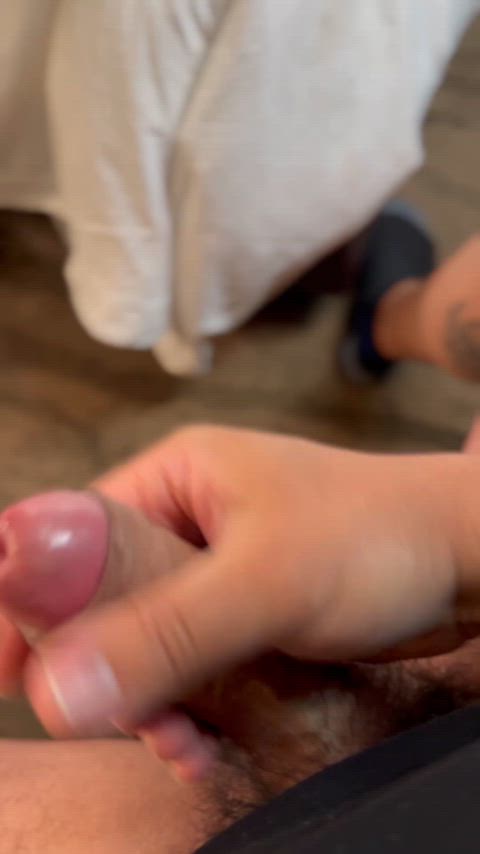 I get so turned on when I look over to see my husband stroking his cock to me while