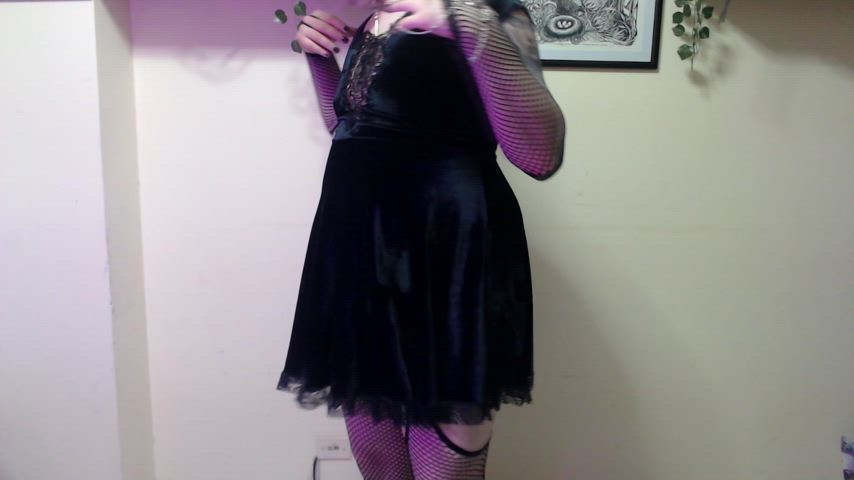 cute femboy fishnet goth onlyfans panties reveal trans transgender witch clip