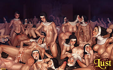 Lesbian Nun Orgy Porn Image by popeye1961