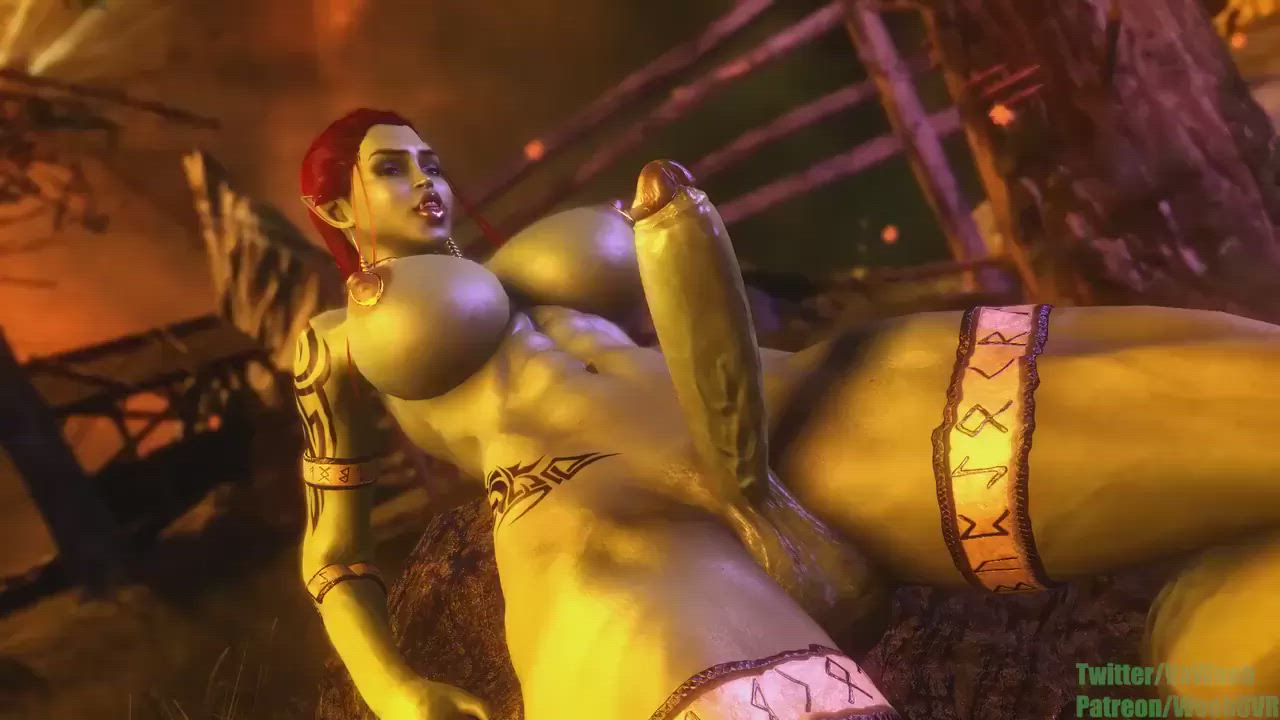 Big Dick Big Tits Fantasia Futanari Handjob Muscular Girl clip