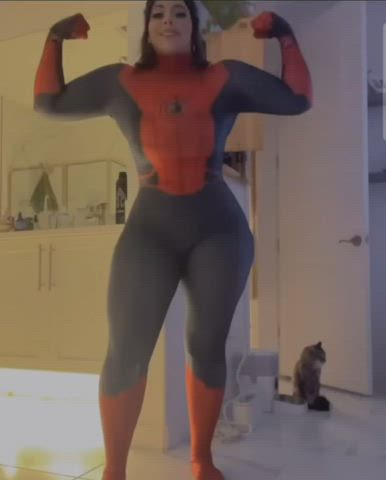 She's gonna do a Spiderman cosplay