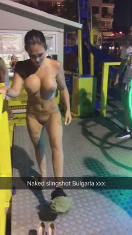 Dared to go onto the slingshot naked!