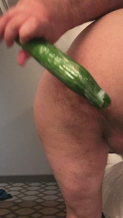 Starting with the small end of the cucumber