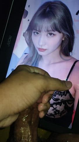 Momo looks at me with disgust while I cum on her tits