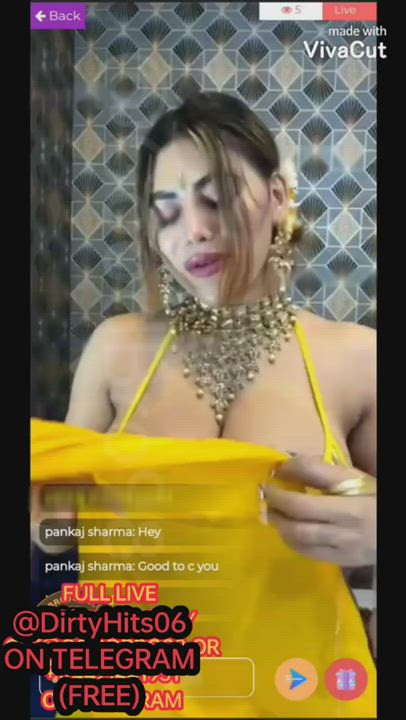 💜🌈 Rivika Yellow Bikni Top With Sexy Saree, 15 Mins+ Live With Voice DONT MISS!!