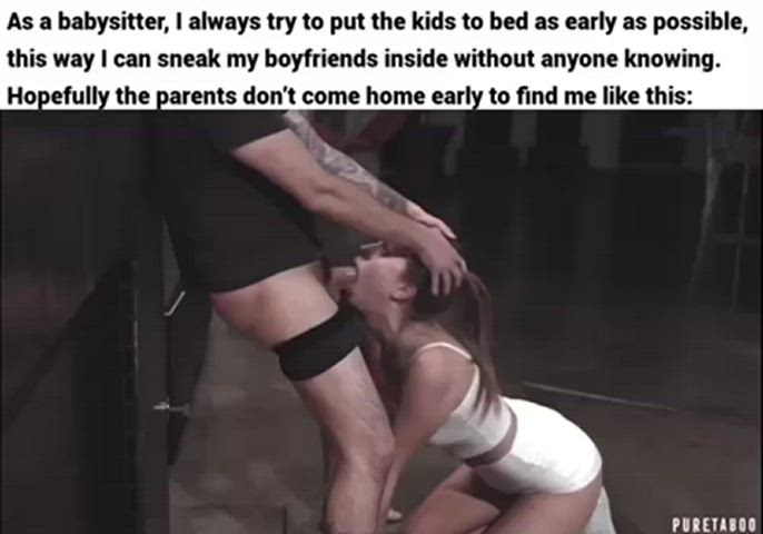 Parents catch the babysitter getting facefucked