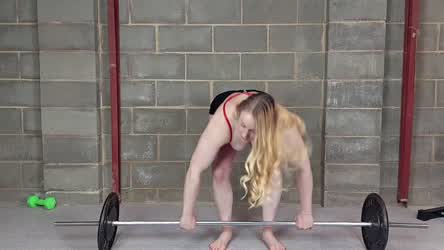 Blonde Fitness Gym Muscular Girl Muscular Milf clip
