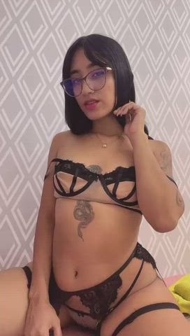 18 years old glasses latina lingerie long hair natural tits skinny step-daughter