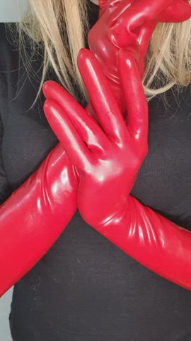 My perfect tight red latex gloves...